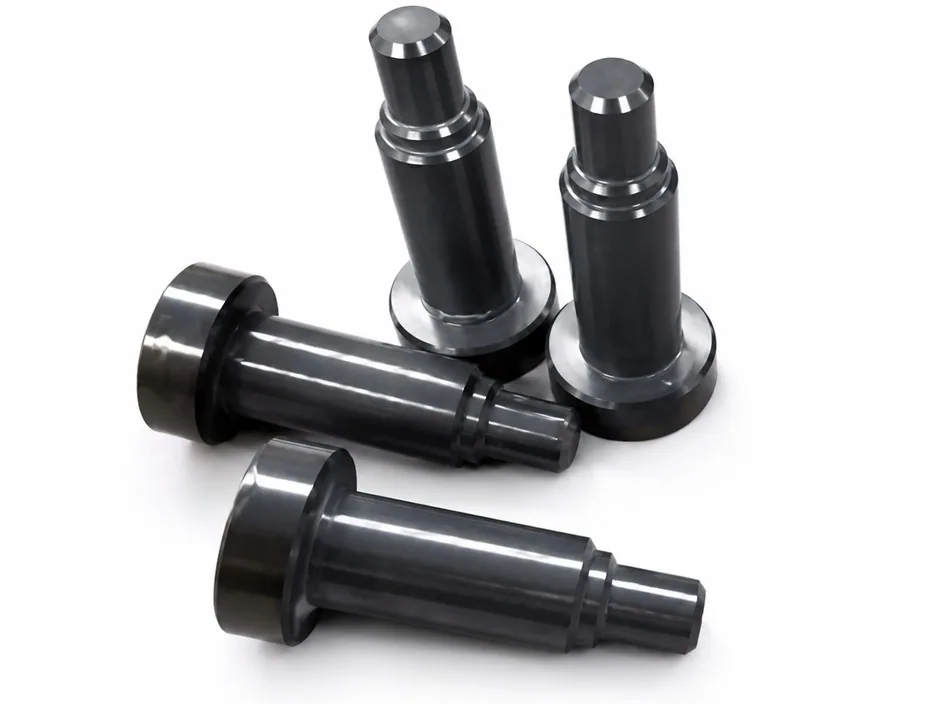 Four silicon nitride pins on a white ground, each stepped down in two stages with a flanged base.